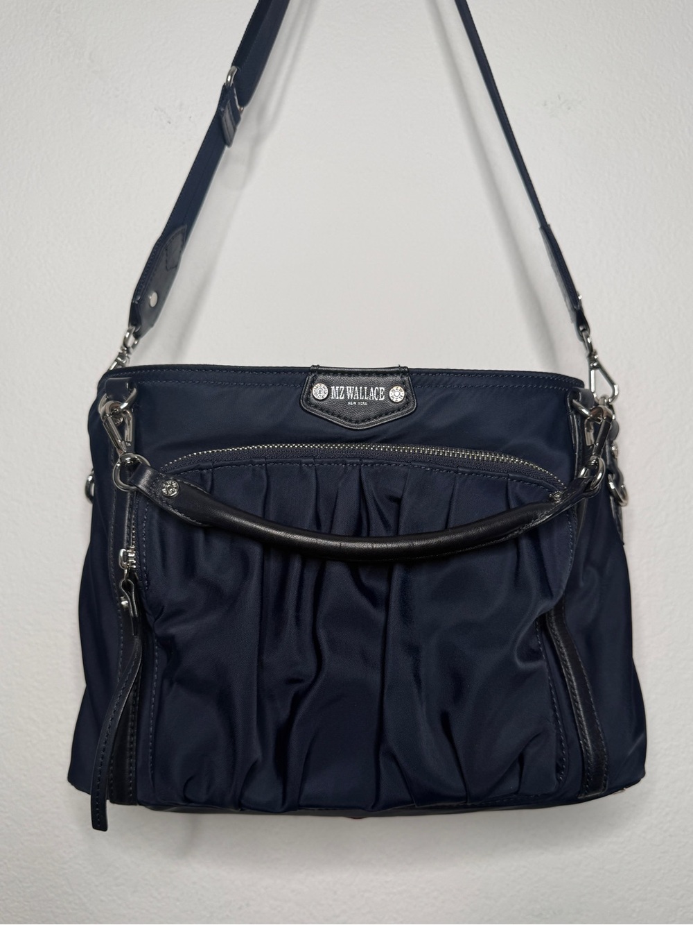 MZ Wallace Bag Nikki Nylon Silver Hardware Navy Size OS - Picture 3 of 15